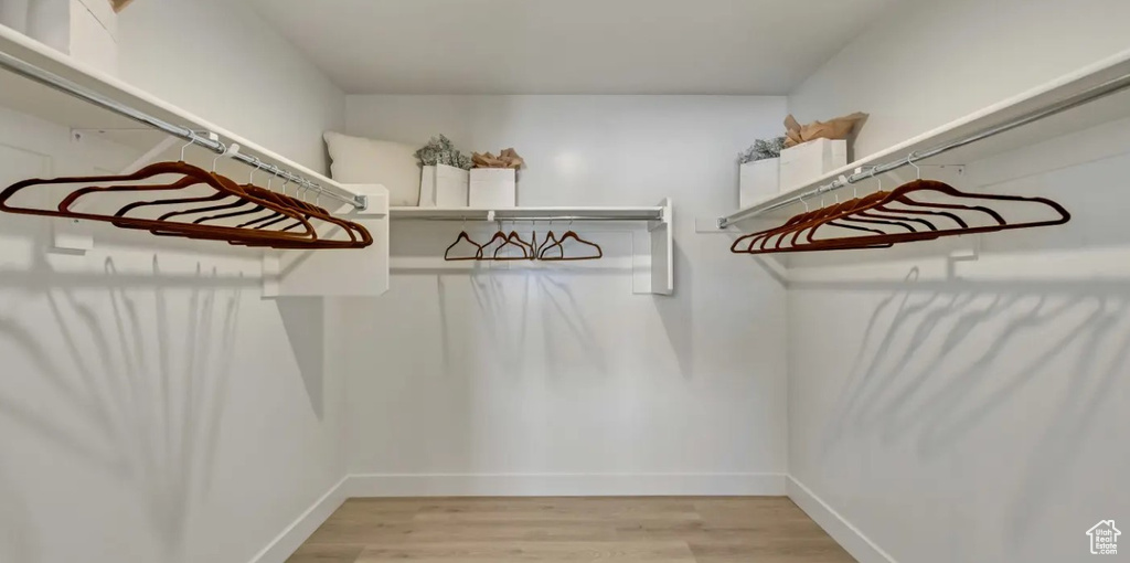 Walk in closet featuring light wood finished floors