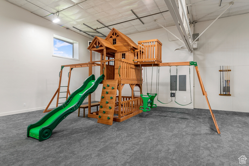 View of jungle gym featuring electric panel