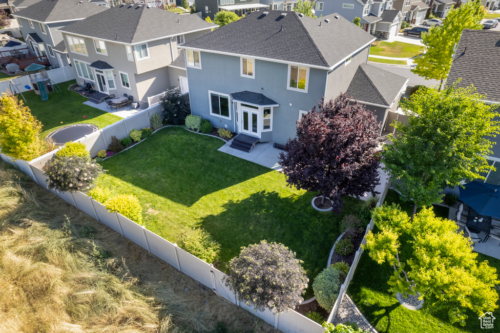Aerial perspective of suburban area