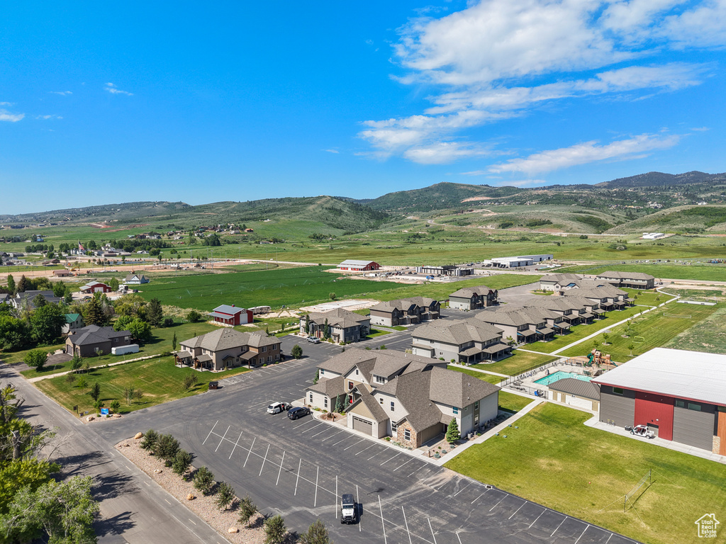 Aerial view of a mountainous background