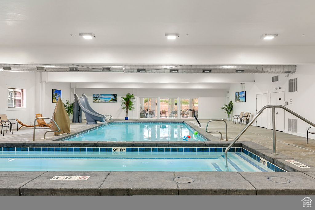Indoor pool with a water slide