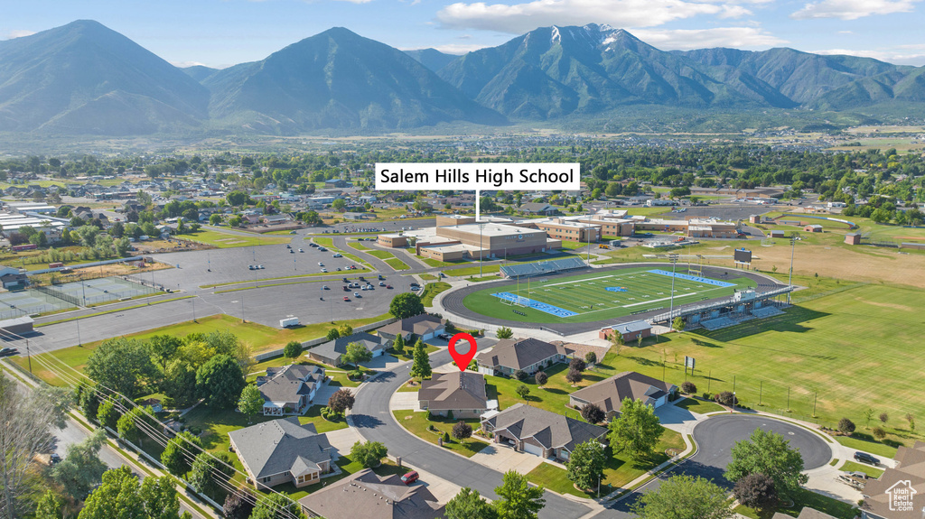 Bird's eye view of a mountain backdrop