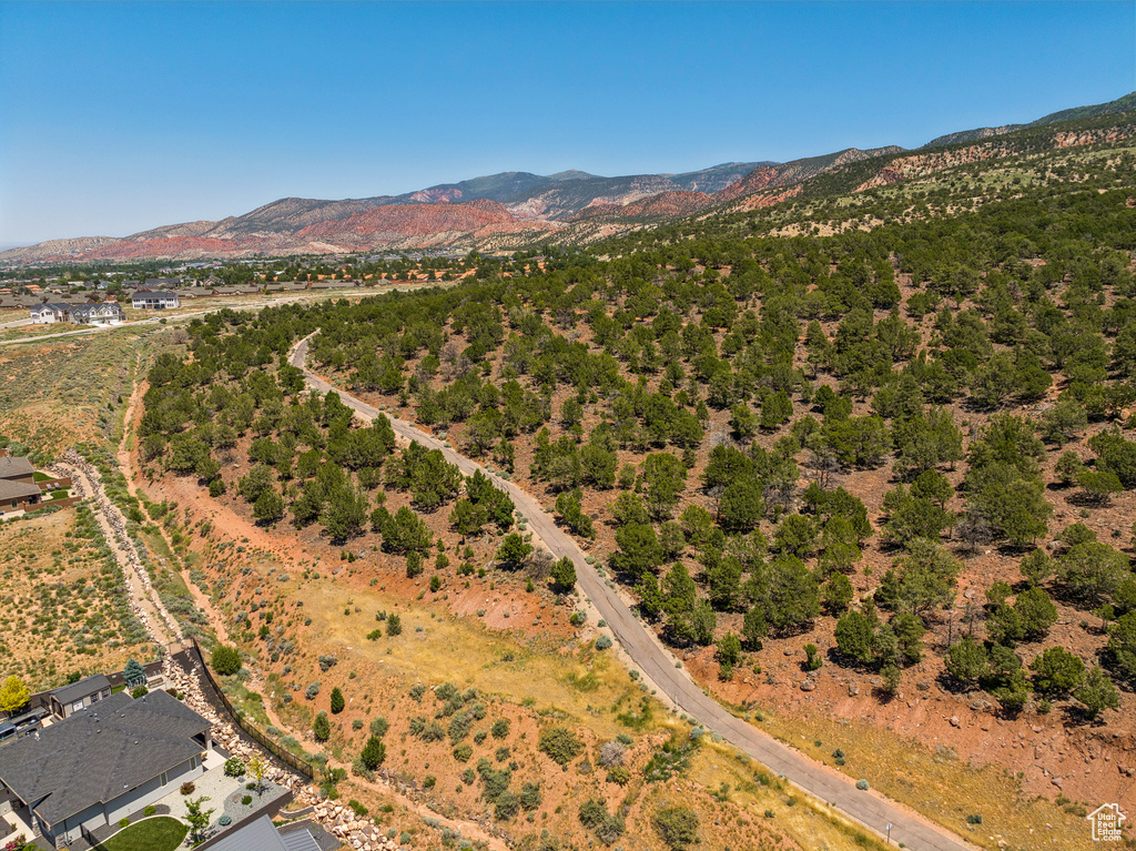 Drone / aerial view of a mountain backdrop