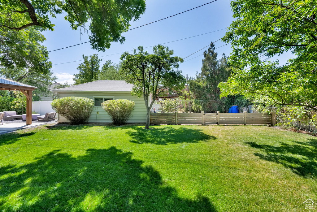 View of yard with a patio and a gazebo