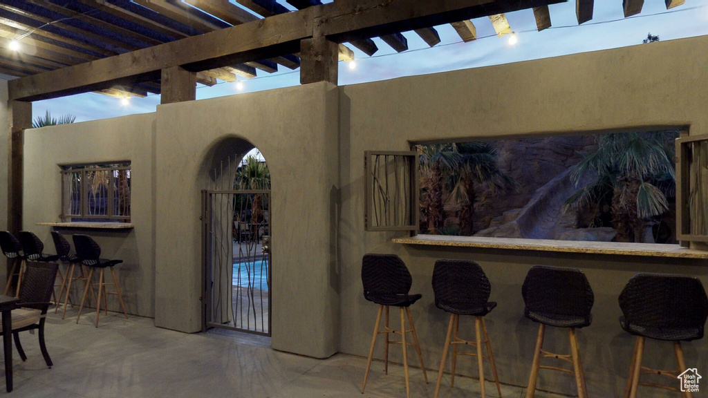 View of patio with a pergola