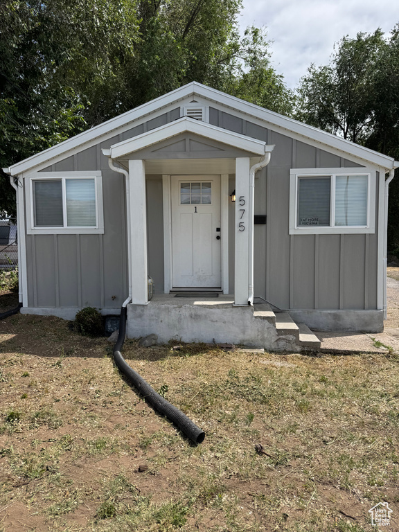 View of front of home featuring board and batten siding