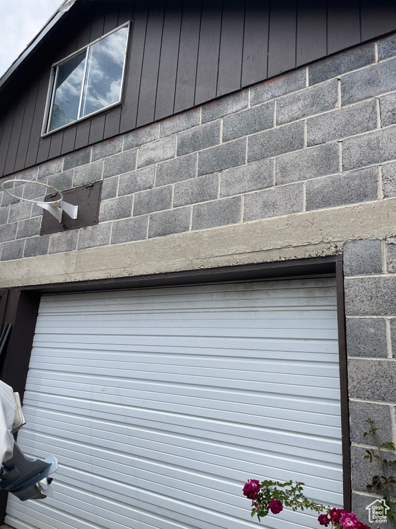 Exterior view of board and batten siding