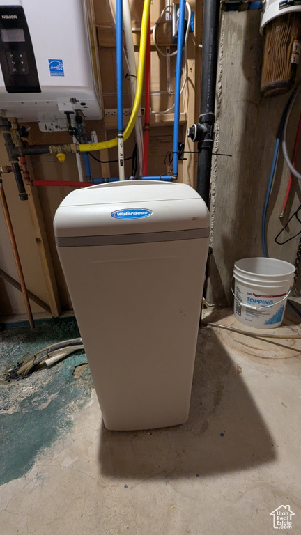 Utility room with tankless water heater