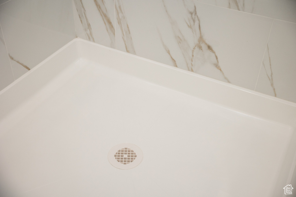 Detailed view of a marble finish shower