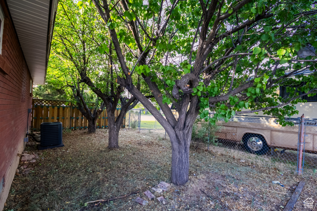 View of fenced backyard