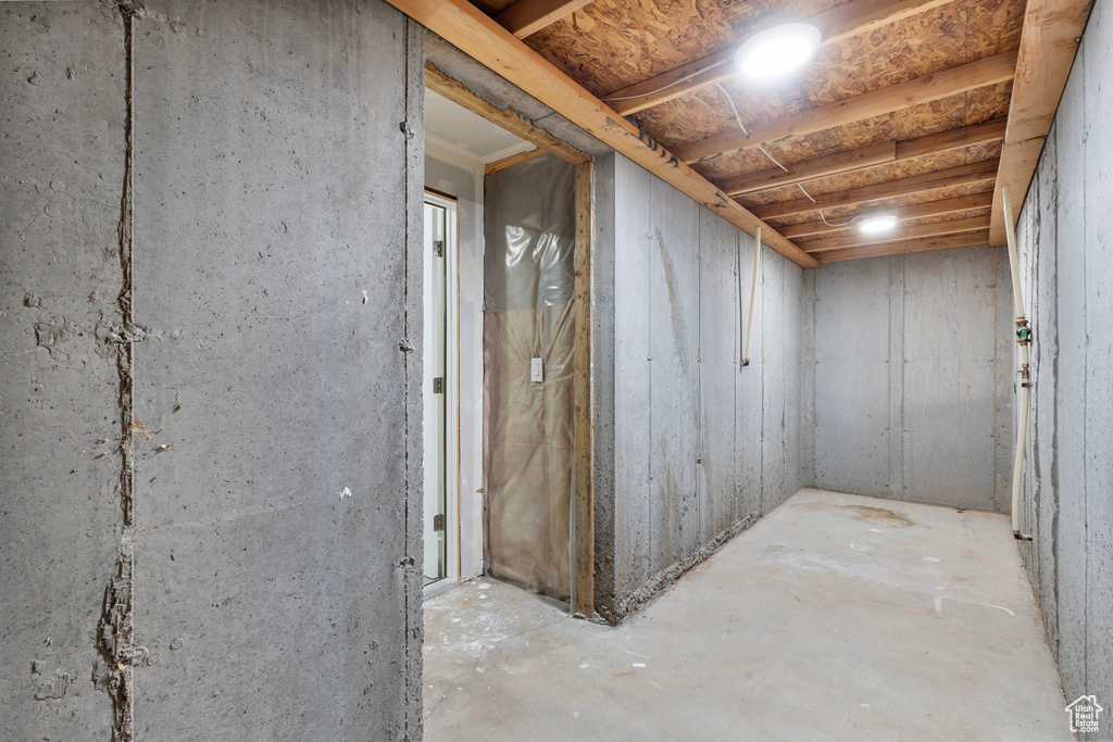 View of unfinished basement