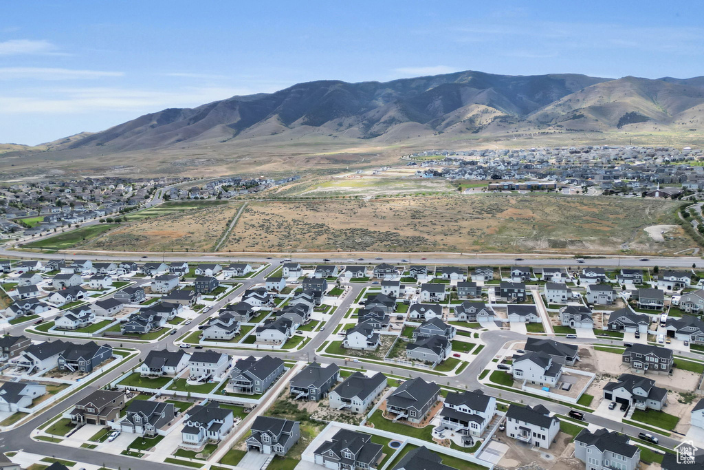 View of mountain background with nearby suburban area