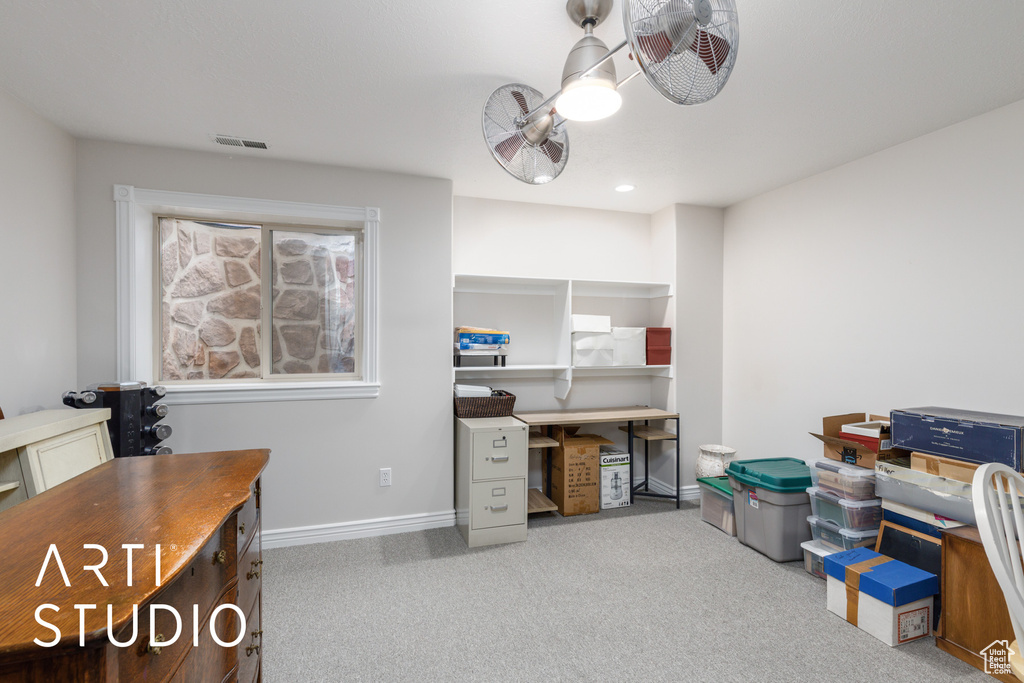 Office with carpet flooring