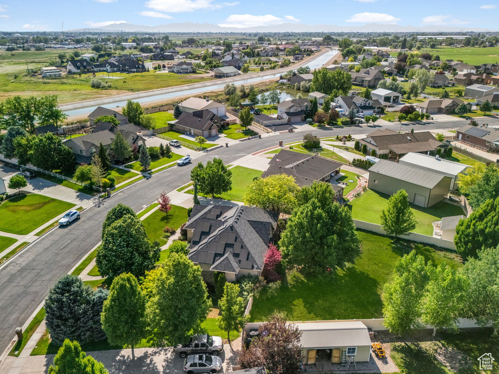 Aerial perspective of suburban area