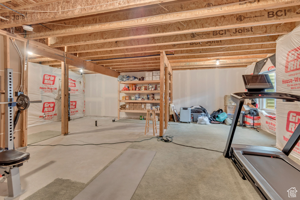 View of unfinished basement