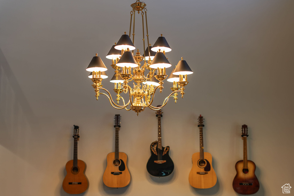 Detailed view of a chandelier