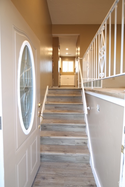Stairs with wood finished floors