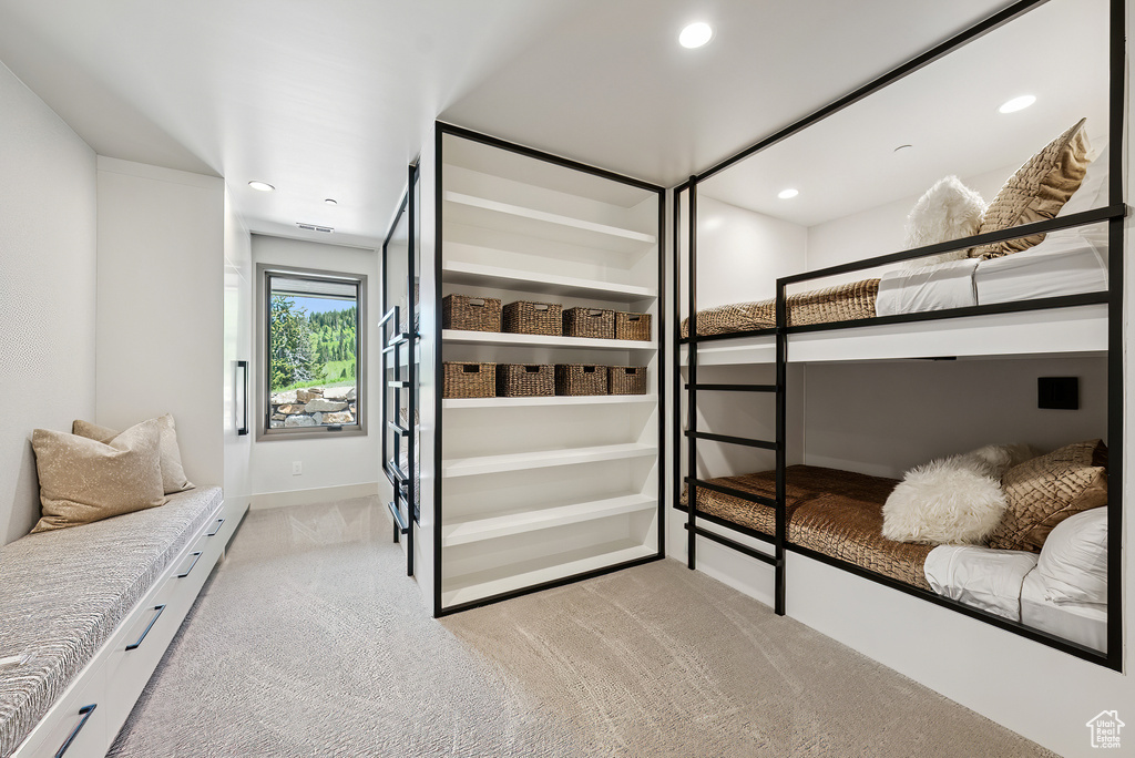 Bedroom with carpet and recessed lighting