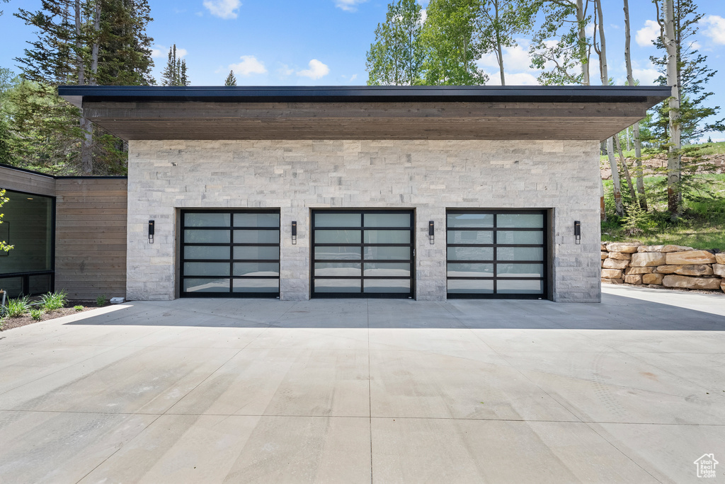 Garage with driveway