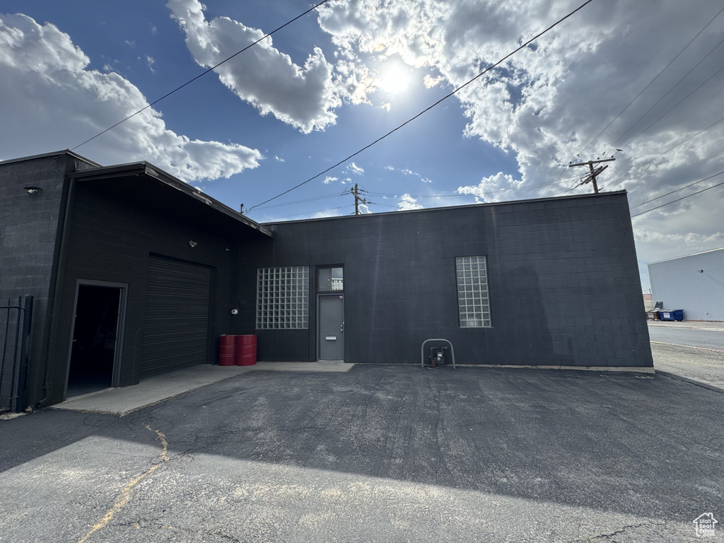View of property with a garage
