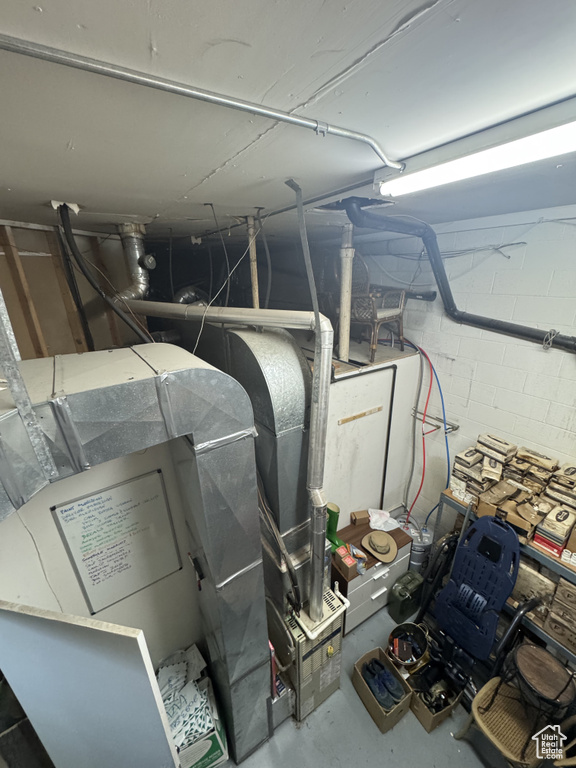 Basement with concrete block wall