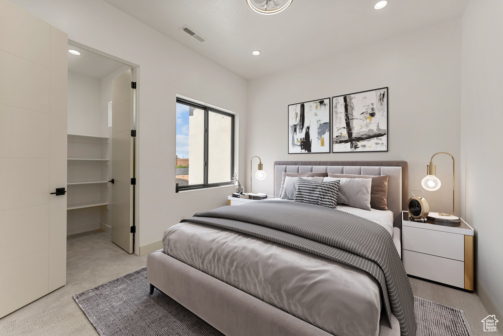 Bedroom featuring carpet and recessed lighting