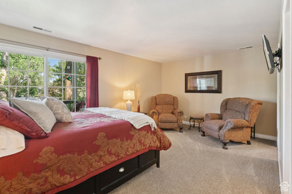 Carpeted bedroom with baseboards