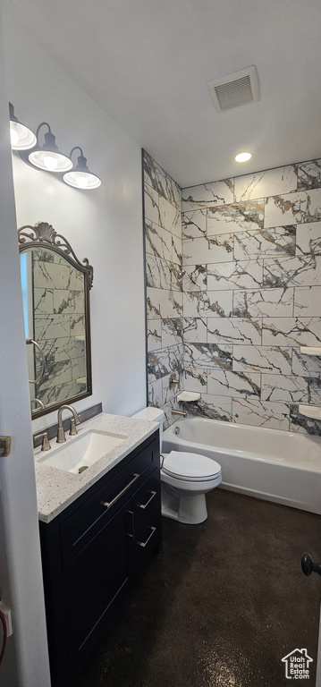 Bathroom with vanity and shower / bathtub combination