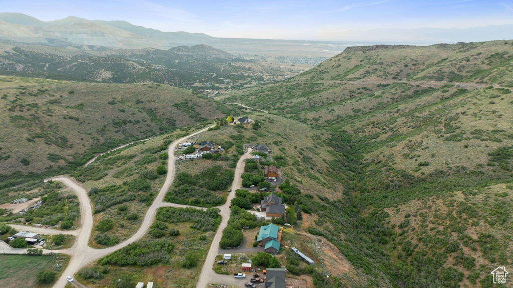 Aerial view of property\\\\\\\'s location with a mountain backdrop