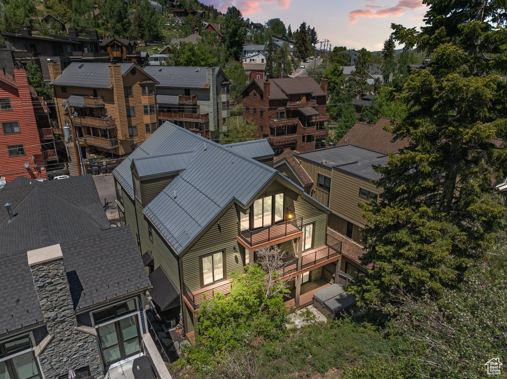 Aerial perspective of suburban area