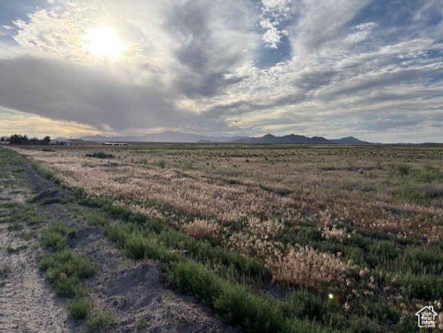 View of yard with a mountain view