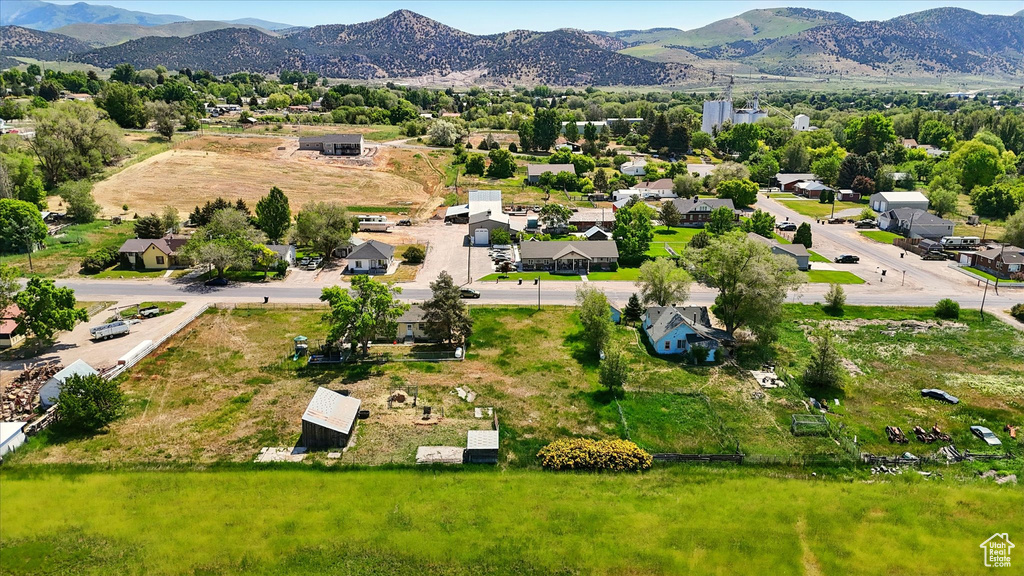 Bird's eye view of a mountain backdrop