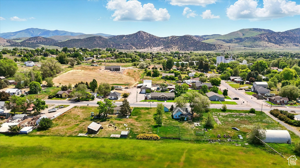 Aerial view of a mountainous background