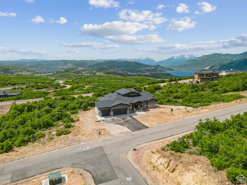 Aerial view of a mountainous background