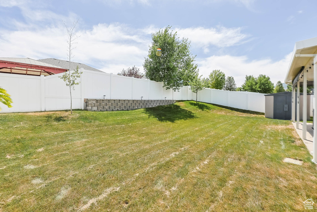 View of fenced backyard