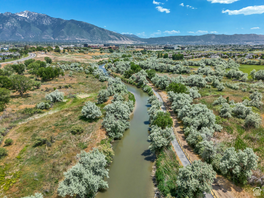 Drone / aerial view of a mountainous background