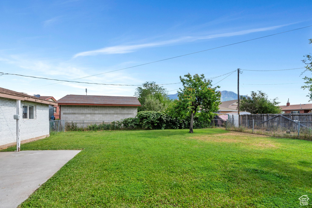 View of fenced backyard