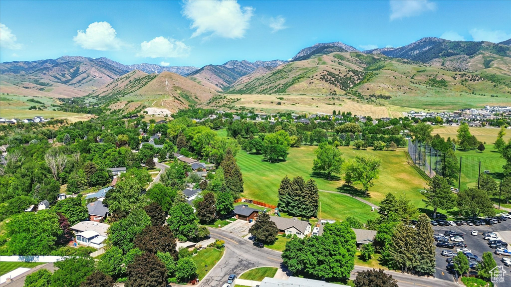 Aerial view of a mountainous background