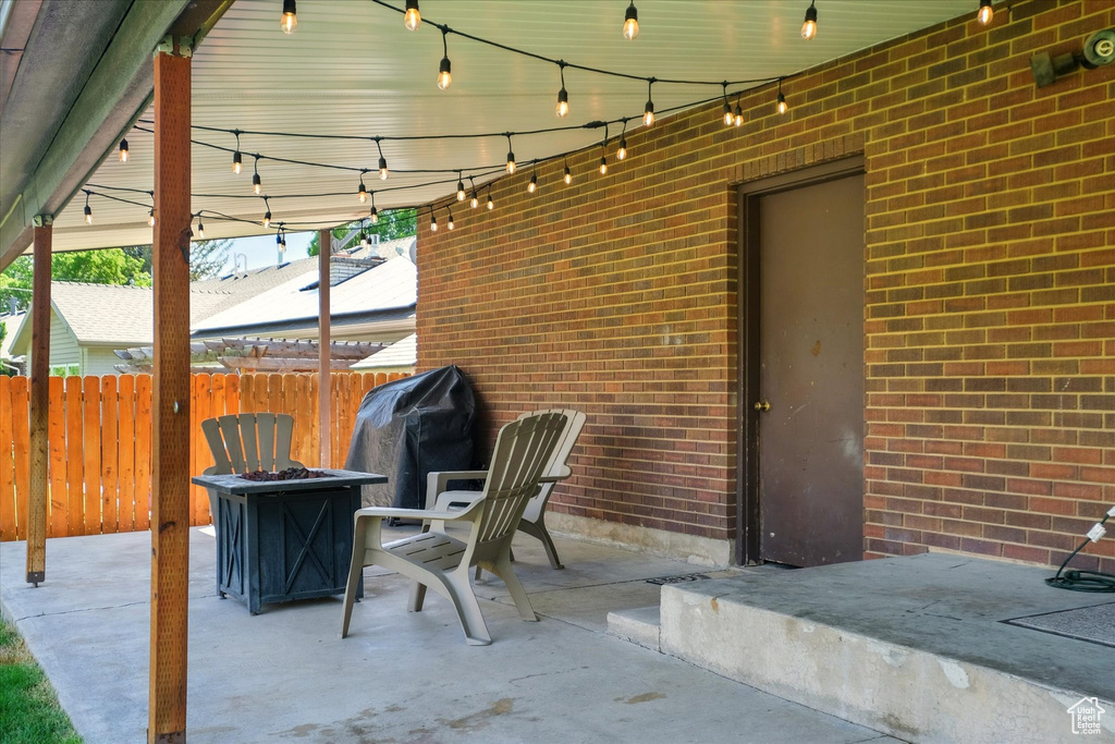 View of patio / terrace featuring a fire pit