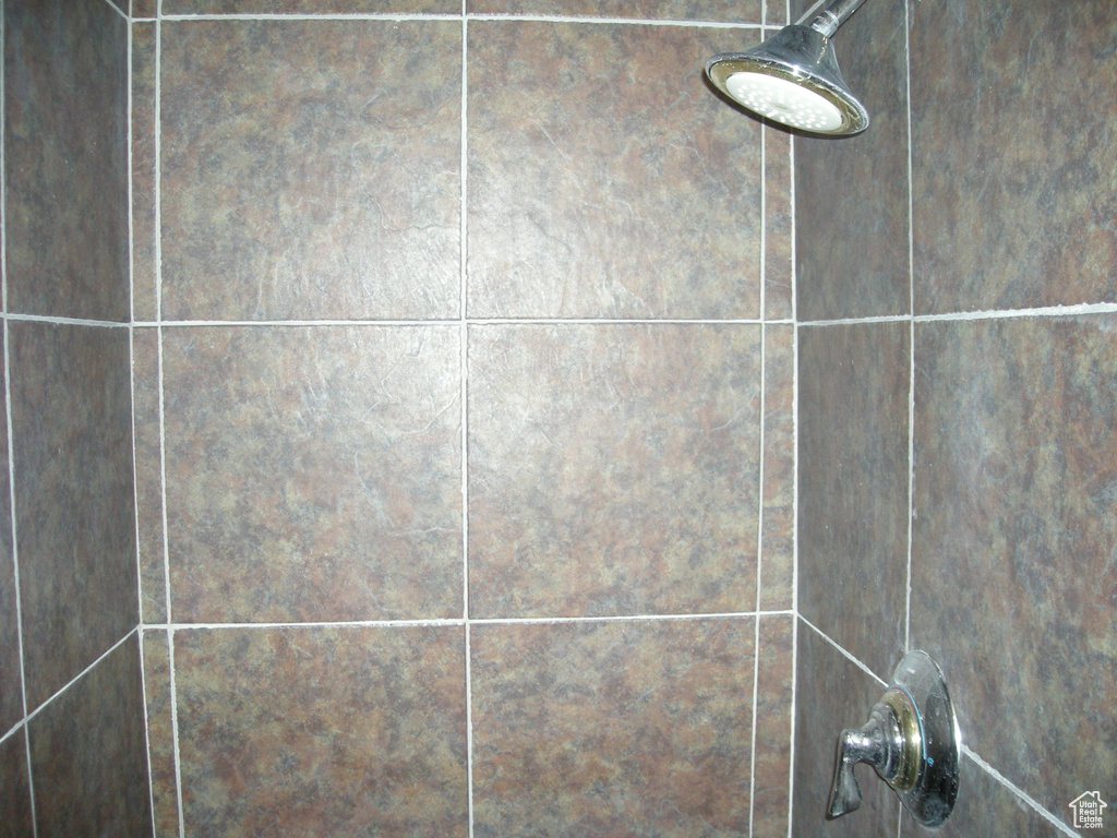 Bathroom view of a tile shower