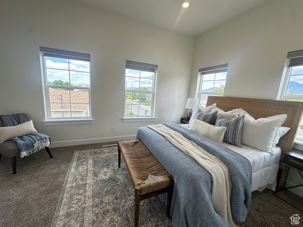 Bedroom with carpet flooring and baseboards