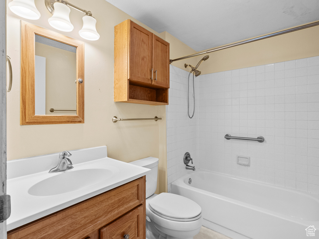 Full bathroom with vanity and shower / bathtub combination