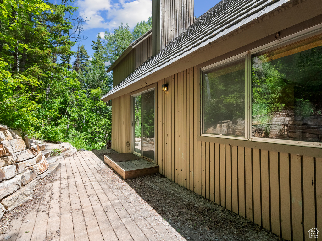 View of wooden deck