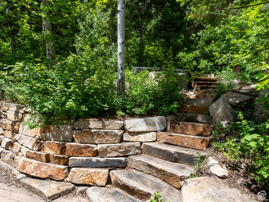 View of yard with stairway