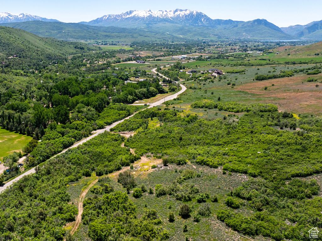 Bird\\\'s eye view of a mountainous background