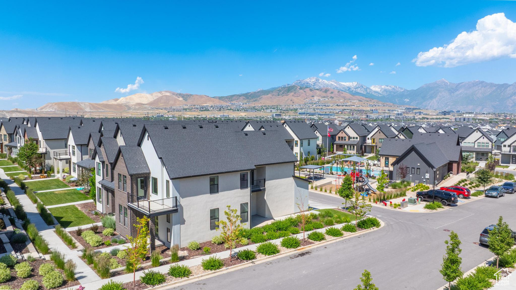 Mountain view with nearby suburban area