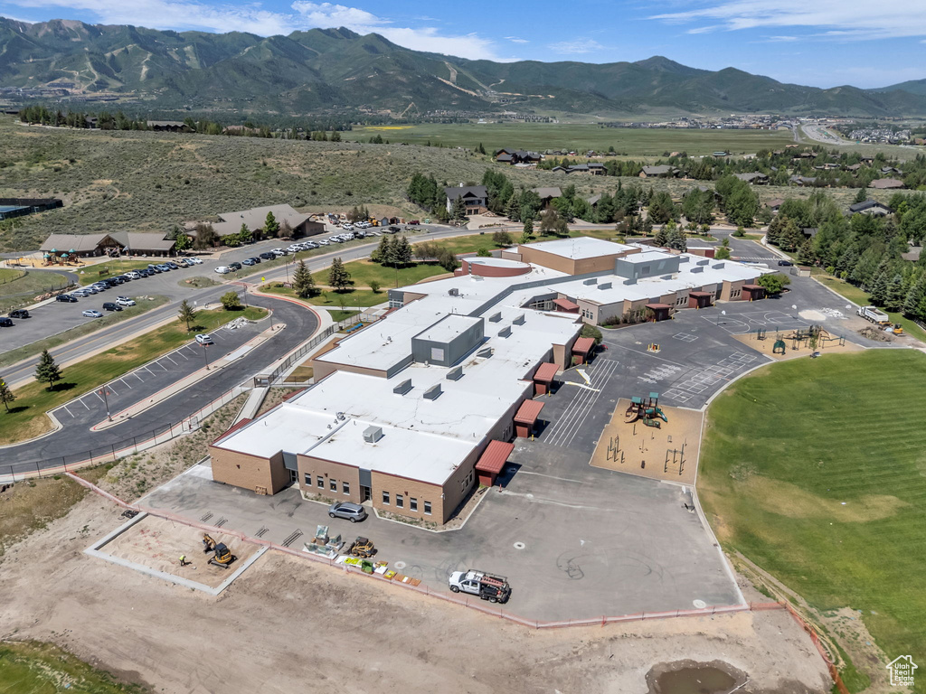Aerial view of a mountain backdrop