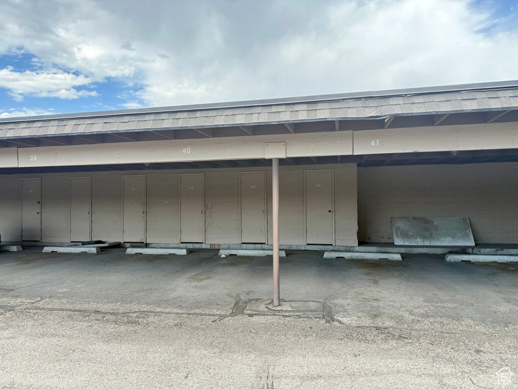 View of covered parking lot