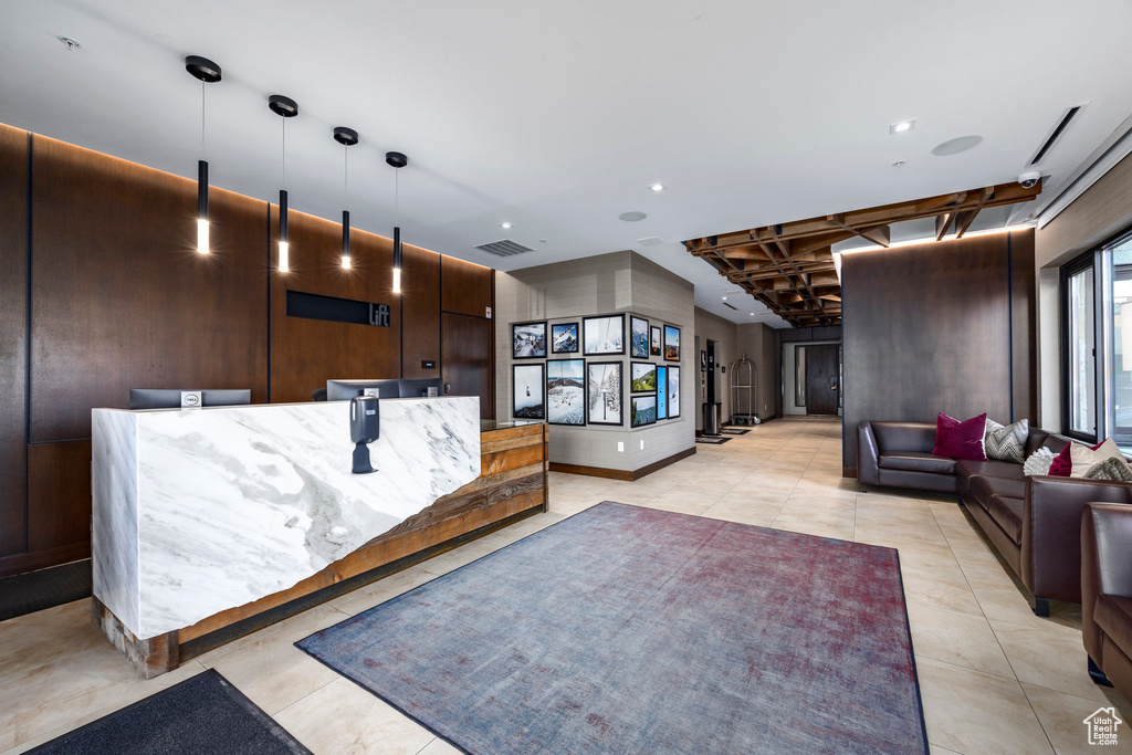Welcome area featuring recessed lighting