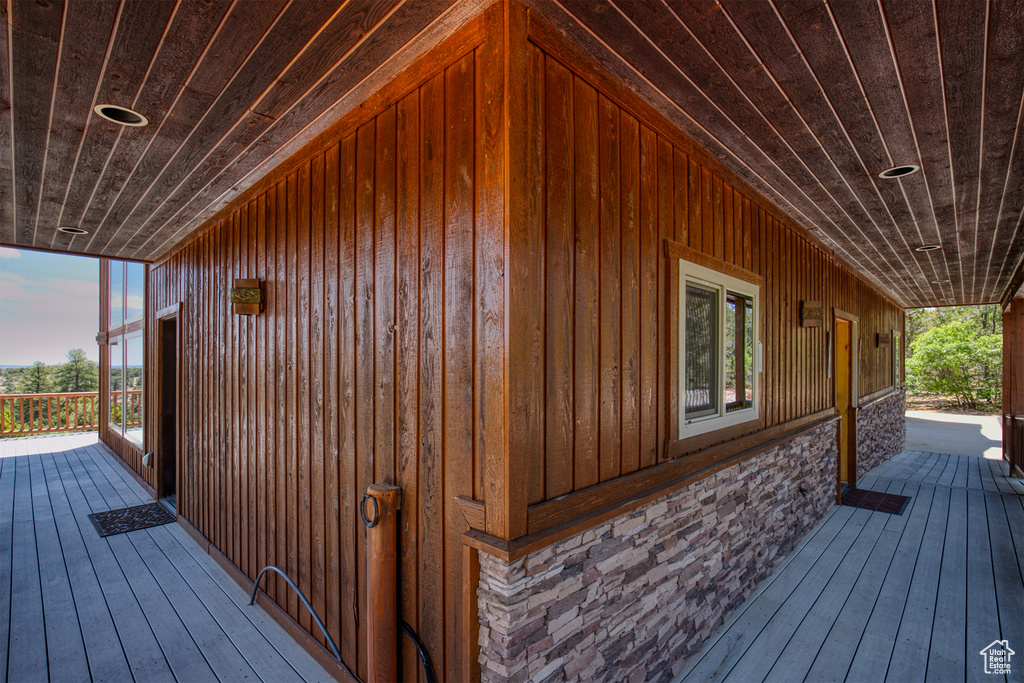 View of wooden deck